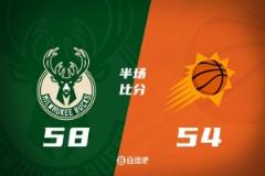 半场战报:杜兰特16分 布克15分5助 字母哥15分 太阳落后雄鹿4分