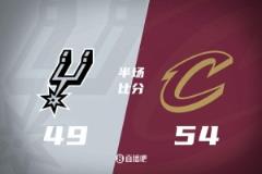 半场战报:米切尔高效贡献15+7,卡斯尔三分12中3,骑士暂以54-49领先马刺