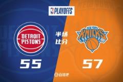 半场数据:阿努诺比19分 布伦森15中4 哈里斯22分 尼克斯57-55活塞