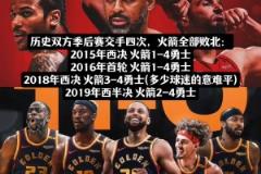 勇火季后赛交手历史:勇士4轮系列赛全胜 新火箭能否打破魔咒?