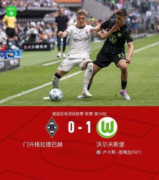沃尔夫斯堡客场1-0力克门兴,卢卡斯-恩梅加绝杀取胜